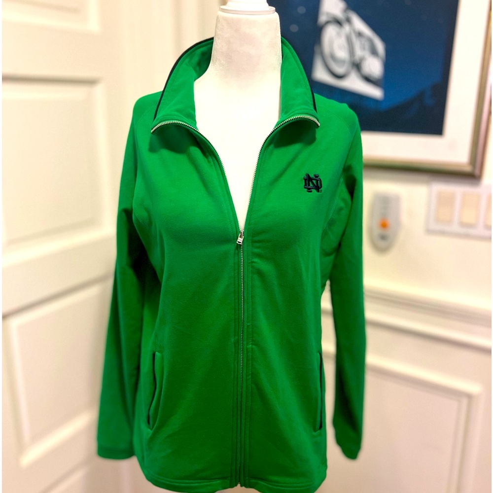 EUC Lady Irish Notre Dame Green and Navy Zip Up Sz S